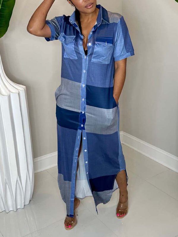 Colorblock Shirt Dress