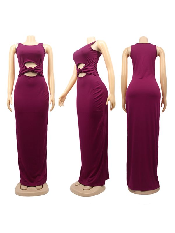 Solid Cutout Tank Dress