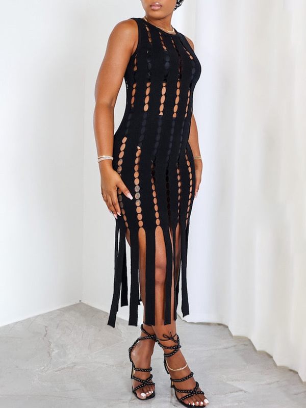 Cutout Fringe Sleeveless Dress