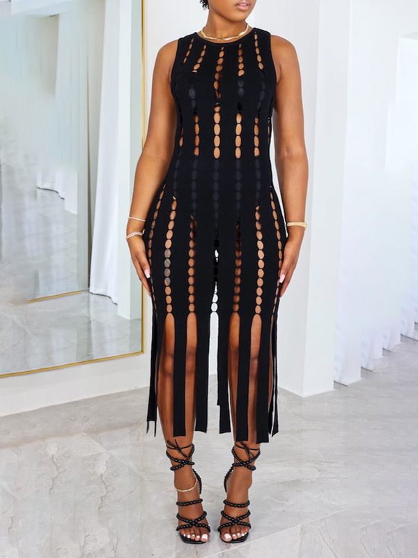 Cutout Fringe Sleeveless Dress