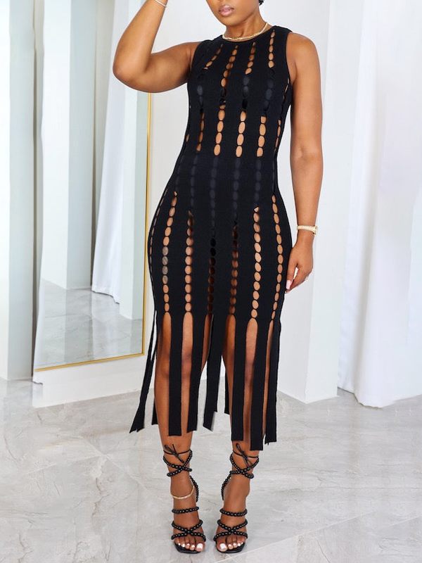 Cutout Fringe Sleeveless Dress