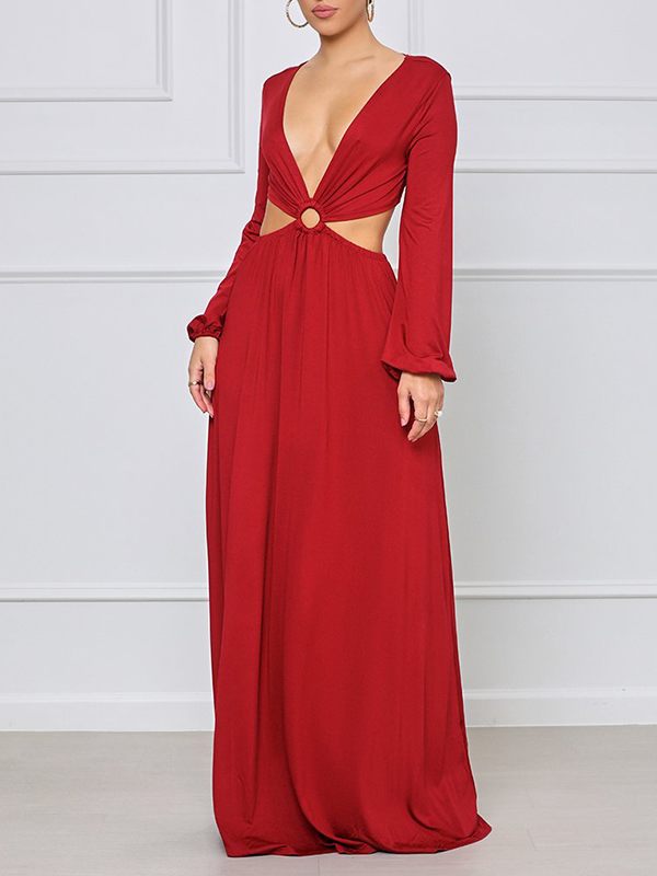 Plunge Cutout Maxi Dress
