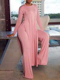 Solid Side-Slit Tunic & Pants Set