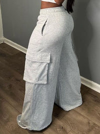 Solid Wide-Leg Cargo Pants