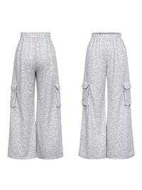 Solid Wide-Leg Cargo Pants