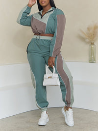 Colorblock Zip Top & Jogger Pants Set