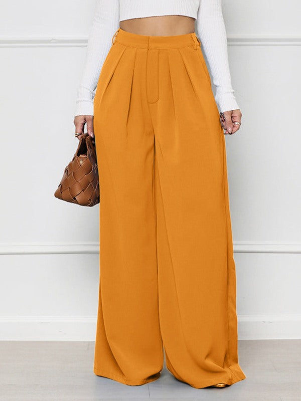 Solid Wide-Leg Pants