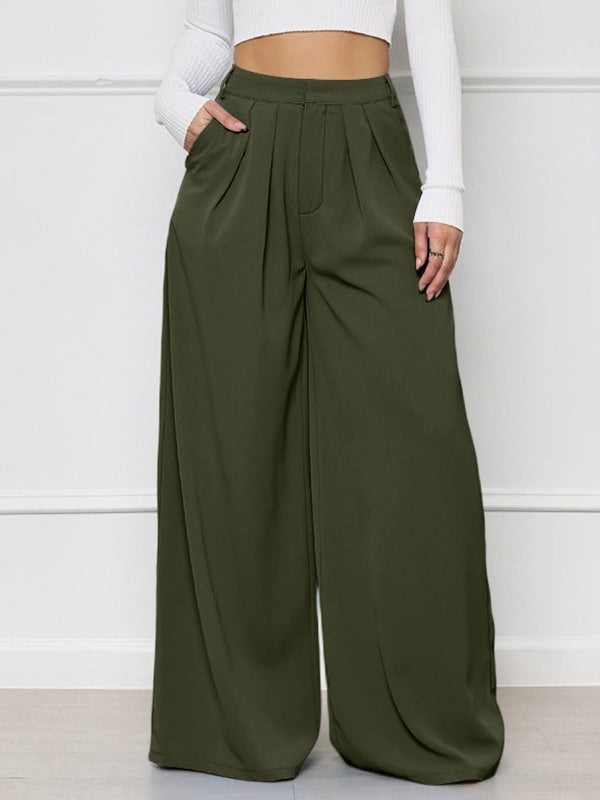 Solid Wide-Leg Pants