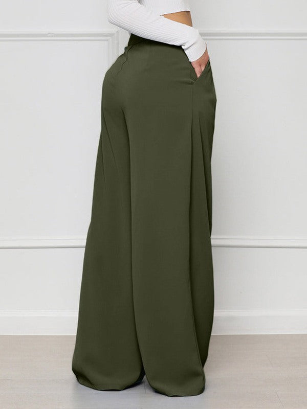 Solid Wide-Leg Pants