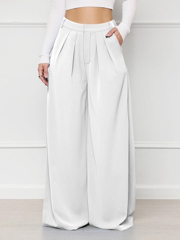 Solid Wide-Leg Pants