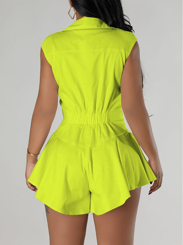 Button-Front Sleeveless Romper