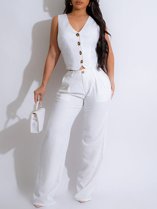 Button-Front Vest & Pants Set