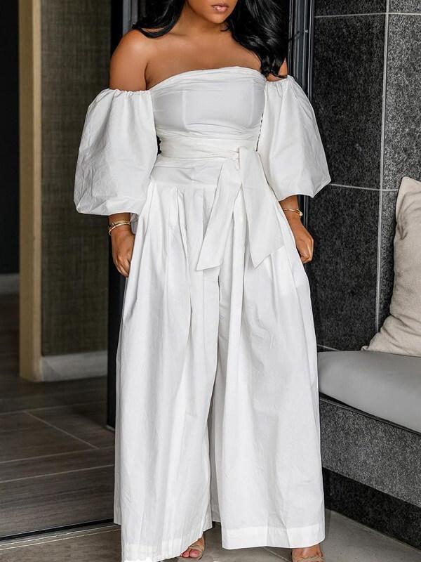 Off Shoulder Wide-leg Jumpsuit
