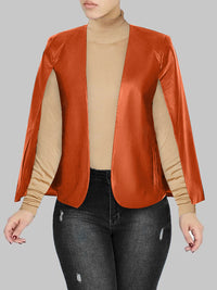 Faux Leather Cape Jacket