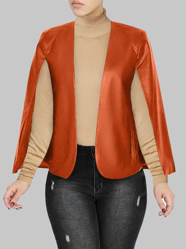 Faux Leather Cape Jacket