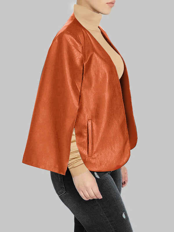 Faux Leather Cape Jacket