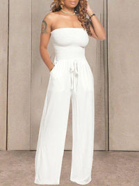 Smocked Bandeau Wide Leg Jumpsuit