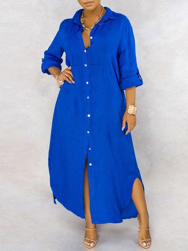 Tabbed Sleeve Shirt Dress