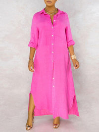 Tabbed Sleeve Shirt Dress