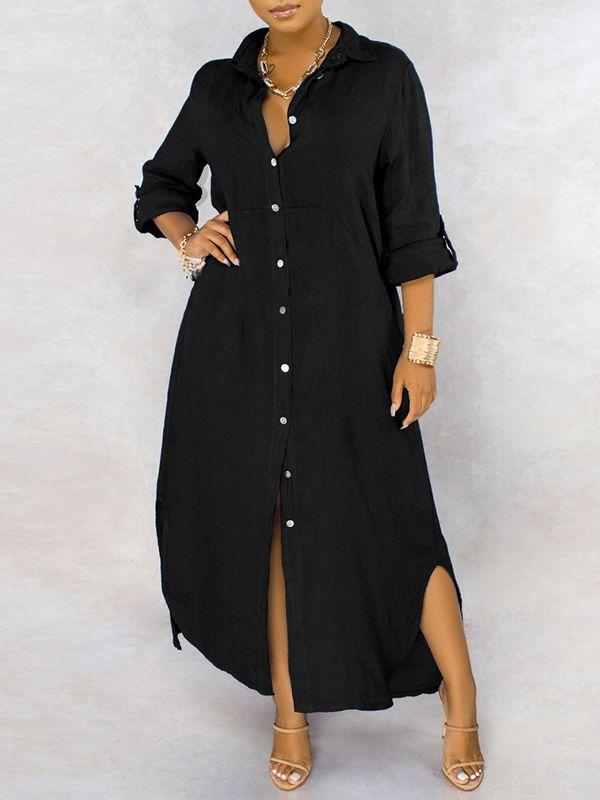 Tabbed Sleeve Shirt Dress