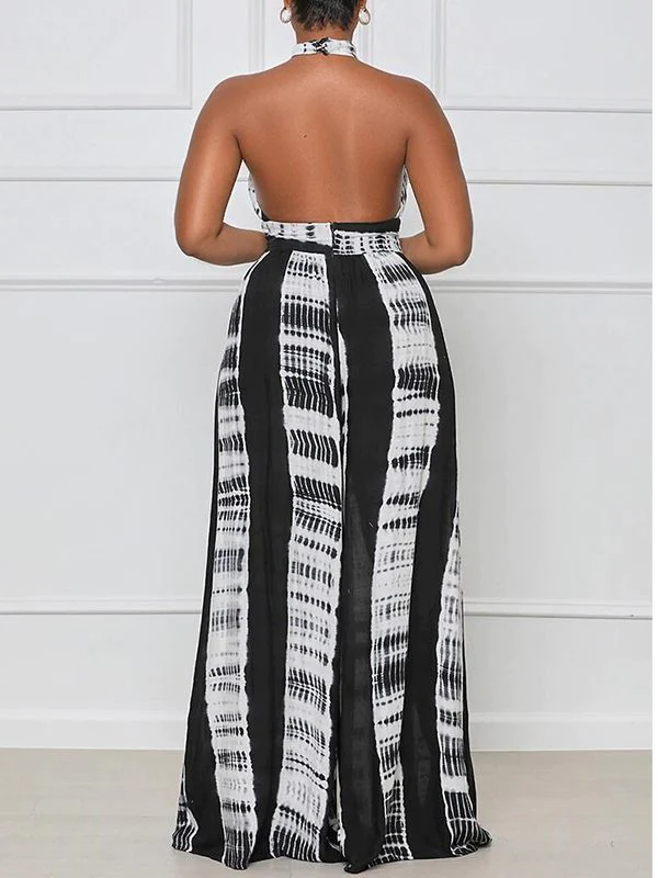Printed Halter Wide-Leg Jumpsuit -- sold out
