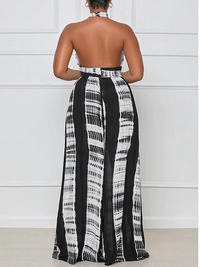 Printed Halter Wide-Leg Jumpsuit