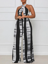 Printed Halter Wide-Leg Jumpsuit -- sold out